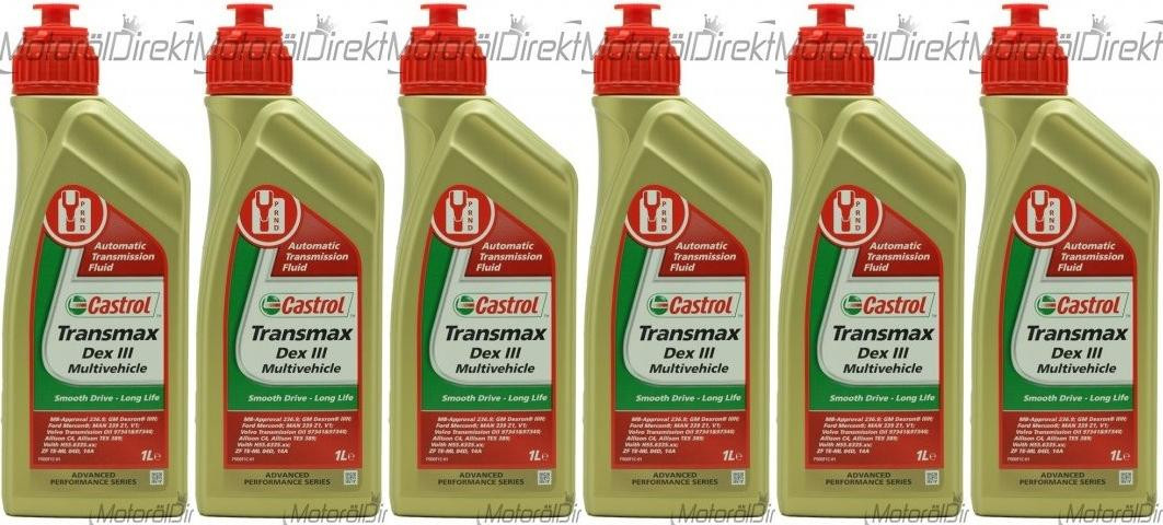 Castrol Transmax Dex III Multivehicle Automatik Getriebeöl 6x 1l = 6 Liter