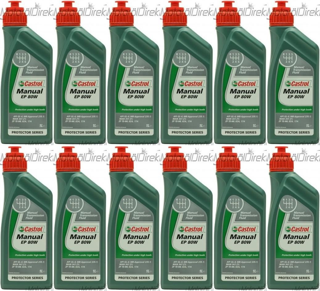 Castrol Manual EP 80W Schaltgetriebeöl 12x 1l = 12 Liter