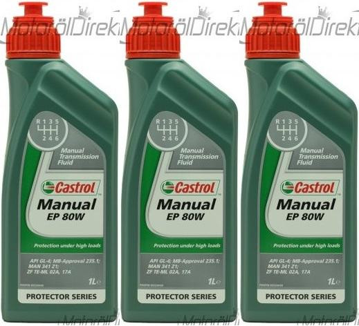 Castrol Manual EP 80W Schaltgetriebeöl 3x 1l = 3 Liter