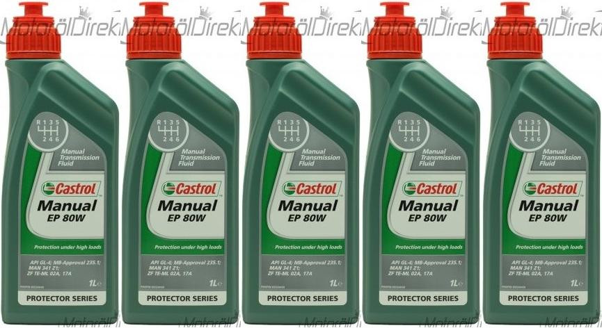 Castrol Manual EP 80W Schaltgetriebeöl 5x 1l = 5 Liter
