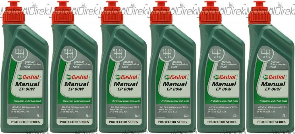 Castrol Manual EP 80W Schaltgetriebeöl 6x 1l = 6 Liter