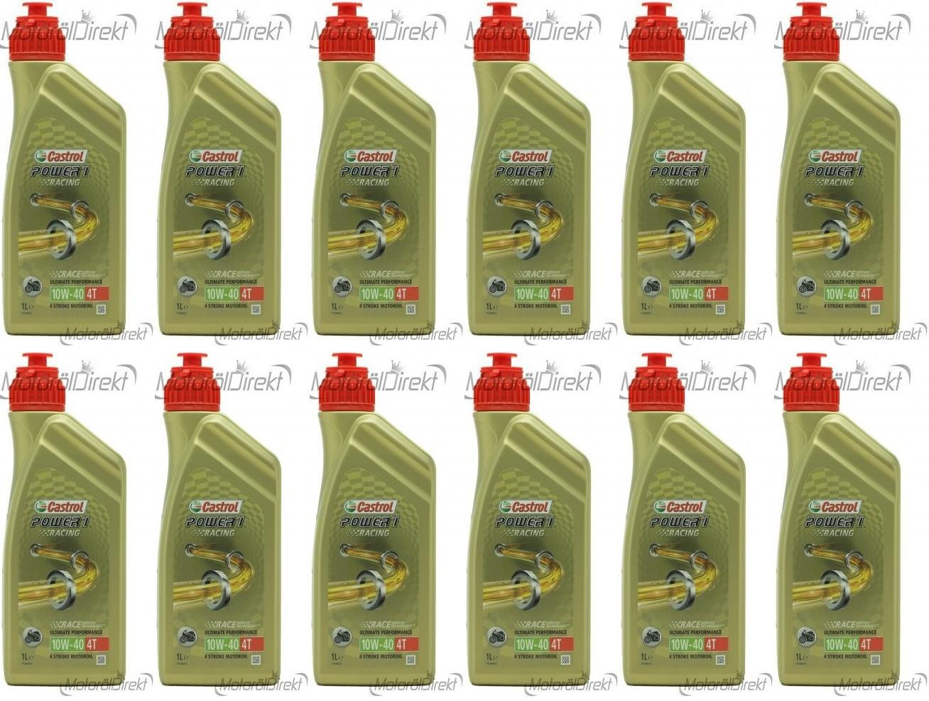Castrol Power 1 Racing 4T 10W-40 Motorrad Motoröl 12x 1l = 12 Liter