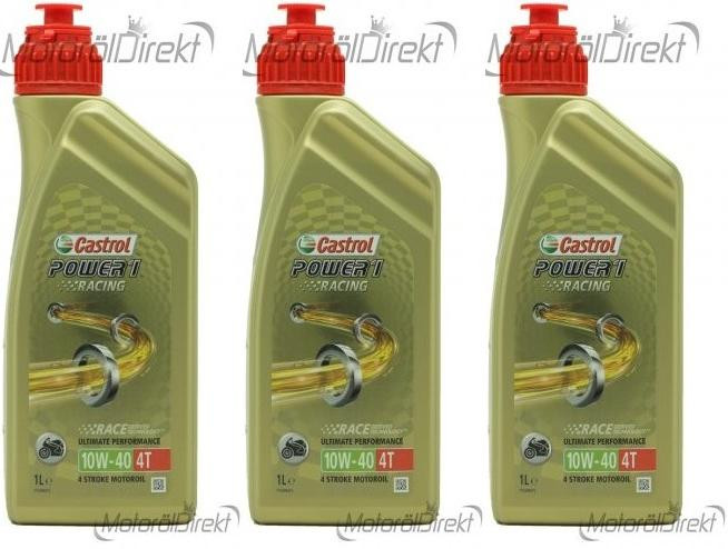 Castrol Power 1 Racing 4T 10W-40 Motorrad Motoröl 3x 1l = 3 Liter