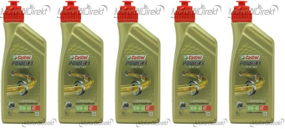 Castrol Power 1 Racing 4T 10W-40 Motorrad Motoröl 5x 1l = 5 Liter