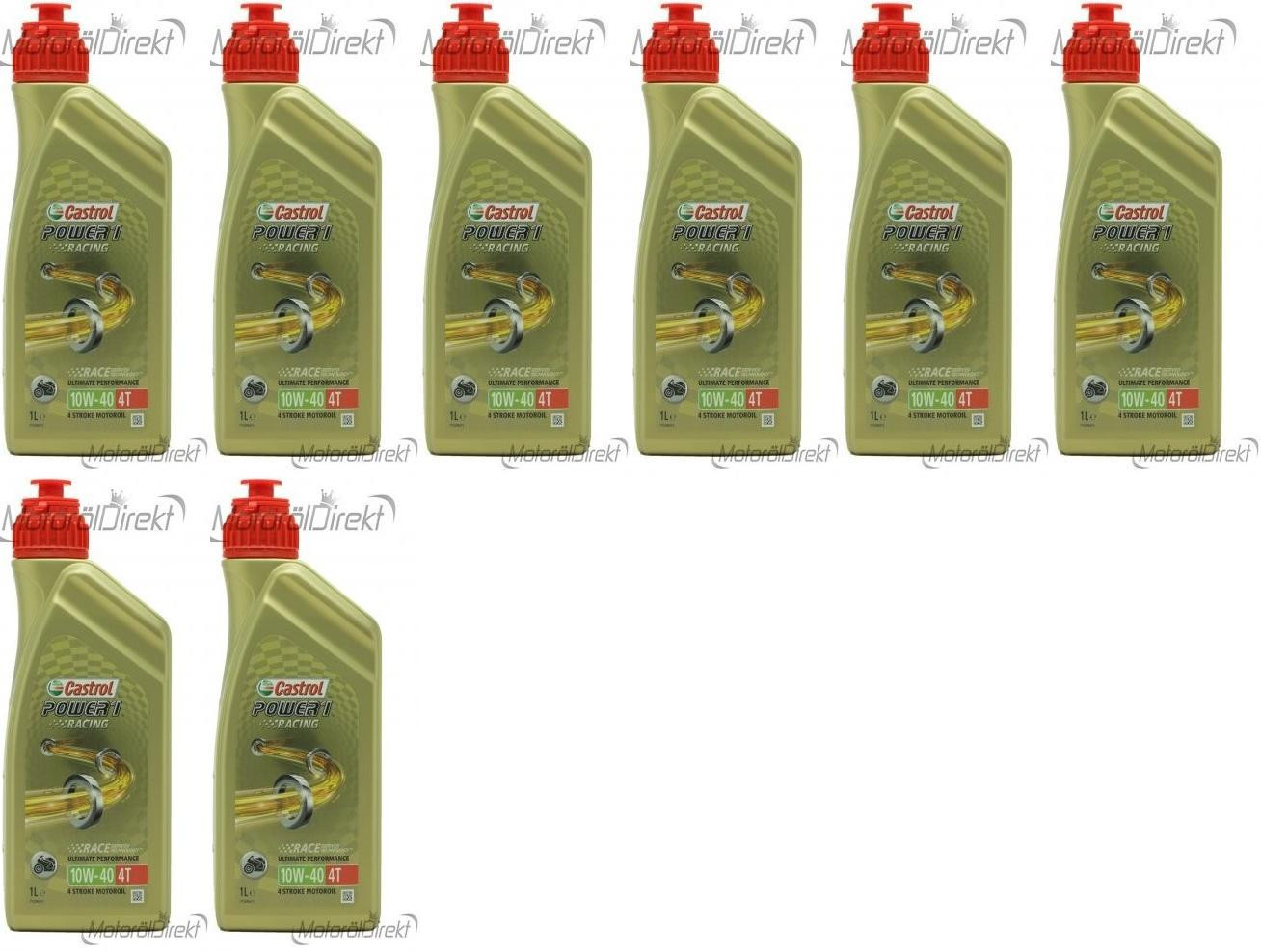 Castrol Power 1 Racing 4T 10W-40 Motorrad Motoröl 8x 1l = 8 Liter