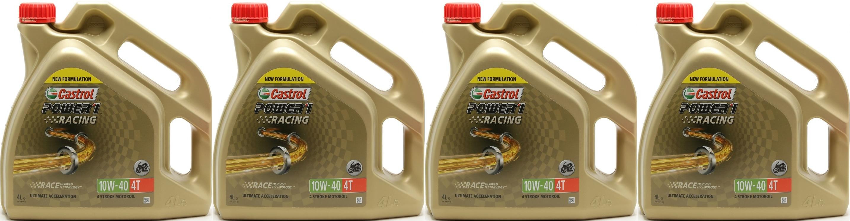 Castrol Power 1 Racing 4T 10W-40 Motorrad Motoröl 4x 4l = 16 Liter