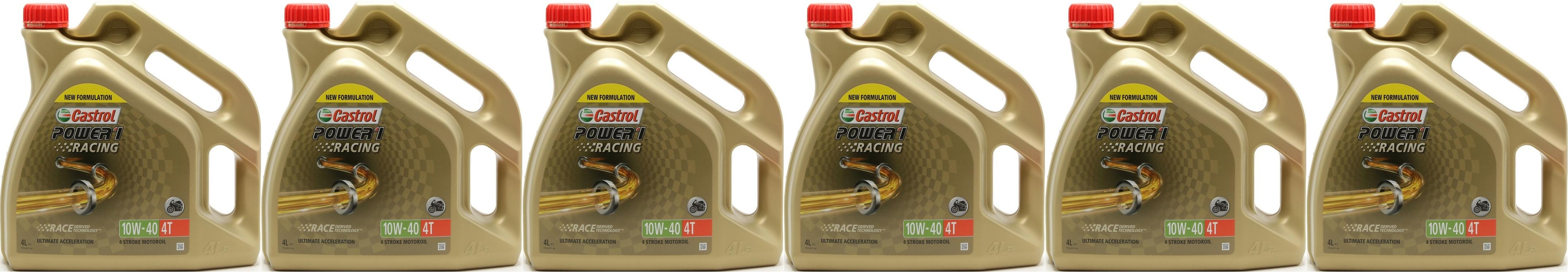 Castrol Power 1 Racing 4T 10W-40 Motorrad Motoröl 6x 4l = 24 Liter