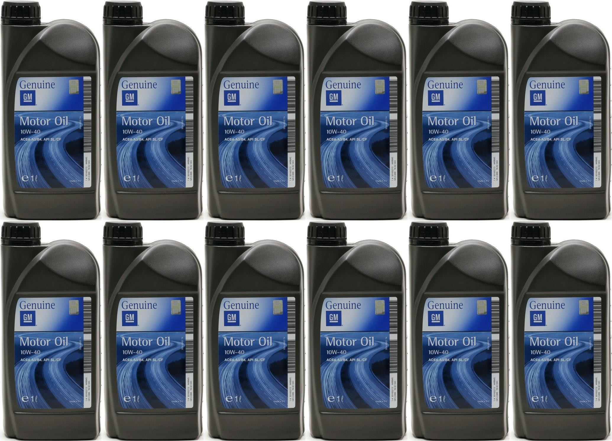 Original GM Opel 10W-40 Diesel & Benziner Motoröliter 12x 1l = 12 Liter