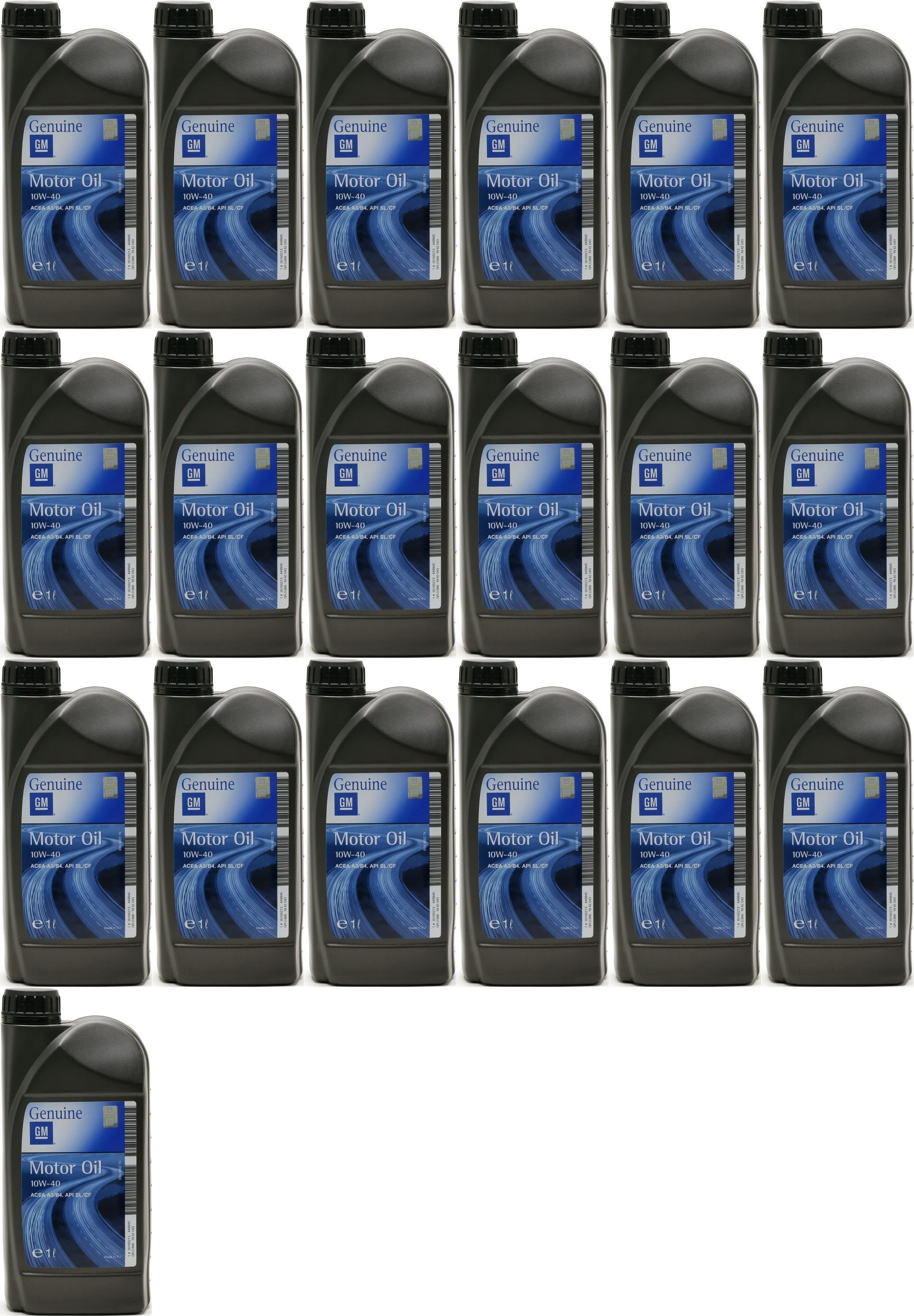 Original GM Opel 10W-40 Diesel & Benziner Motoröliter 19x 1l = 19 Liter