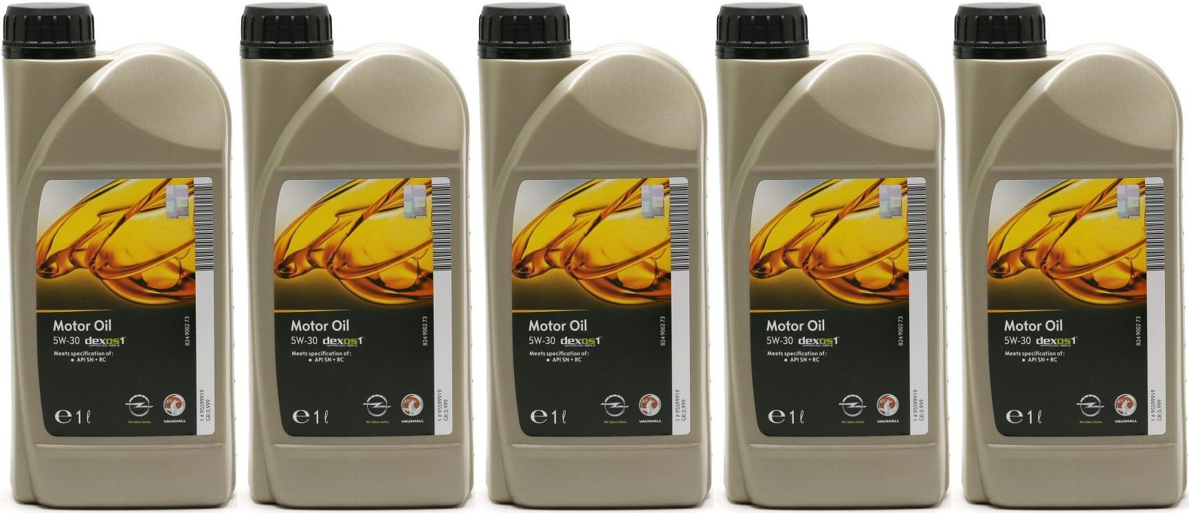 Original GM Opel 5W-30 dexos1 gen2 Longlife Motoröl 5x 1l = 5 Liter