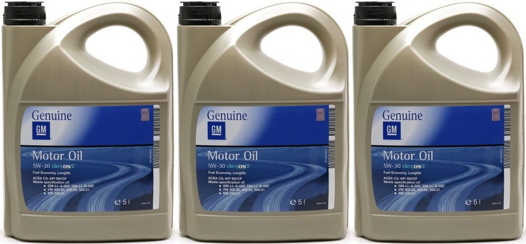 Original Genuine GM Opel 5W-30 dexos2 Longlife Motoröl 3x 5 = 15 Liter