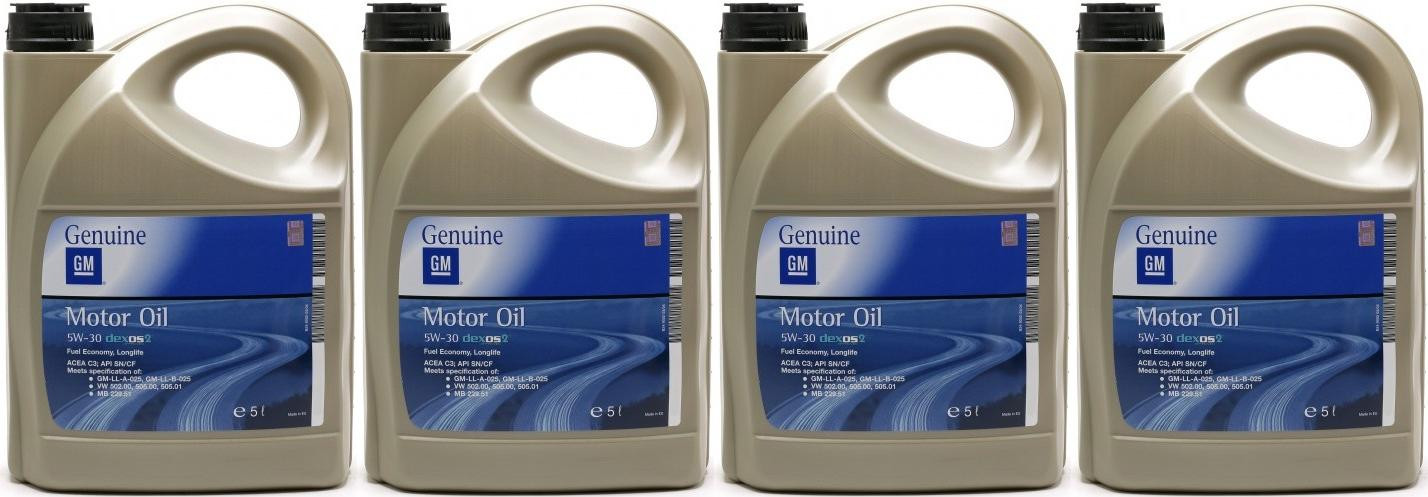 Original Genuine GM Opel 5W-30 dexos2 Longlife Motoröl 4x 5 = 20 Liter