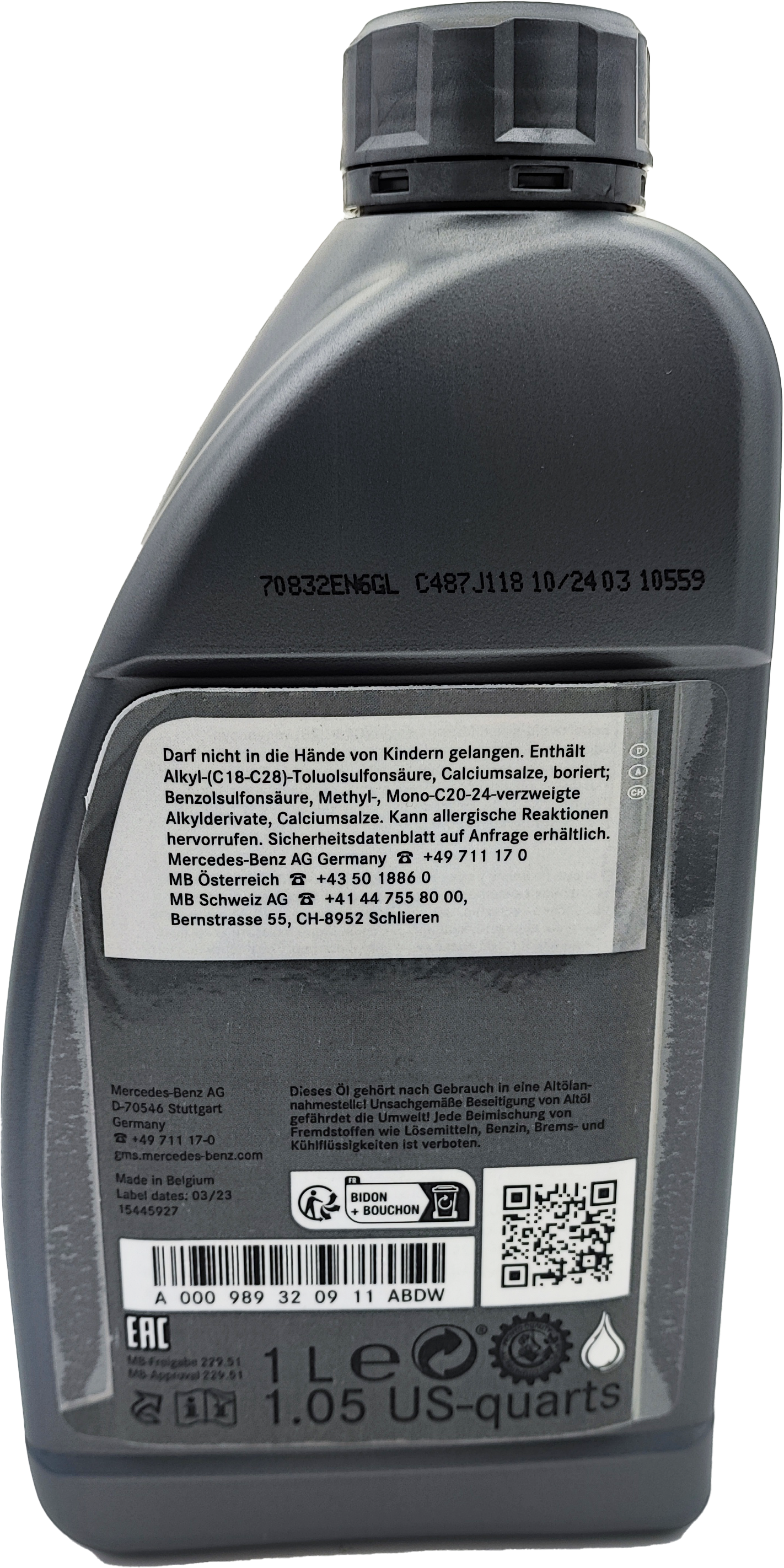 Original Mercedes Benz MB 229.51 5W-30 Motoröl 1l