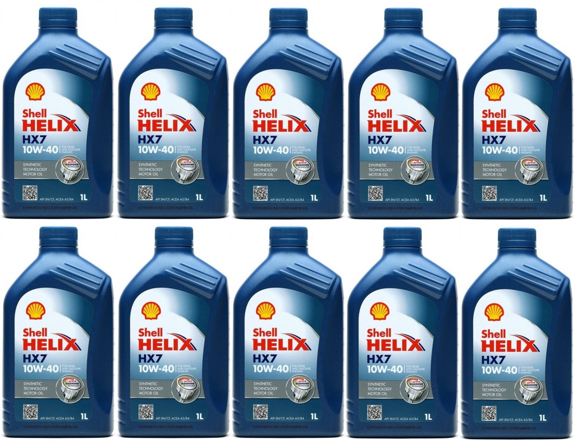 Shell Helix HX7 10W-40 Diesel & Benziner Motoröliter 10x 1l = 10 Liter
