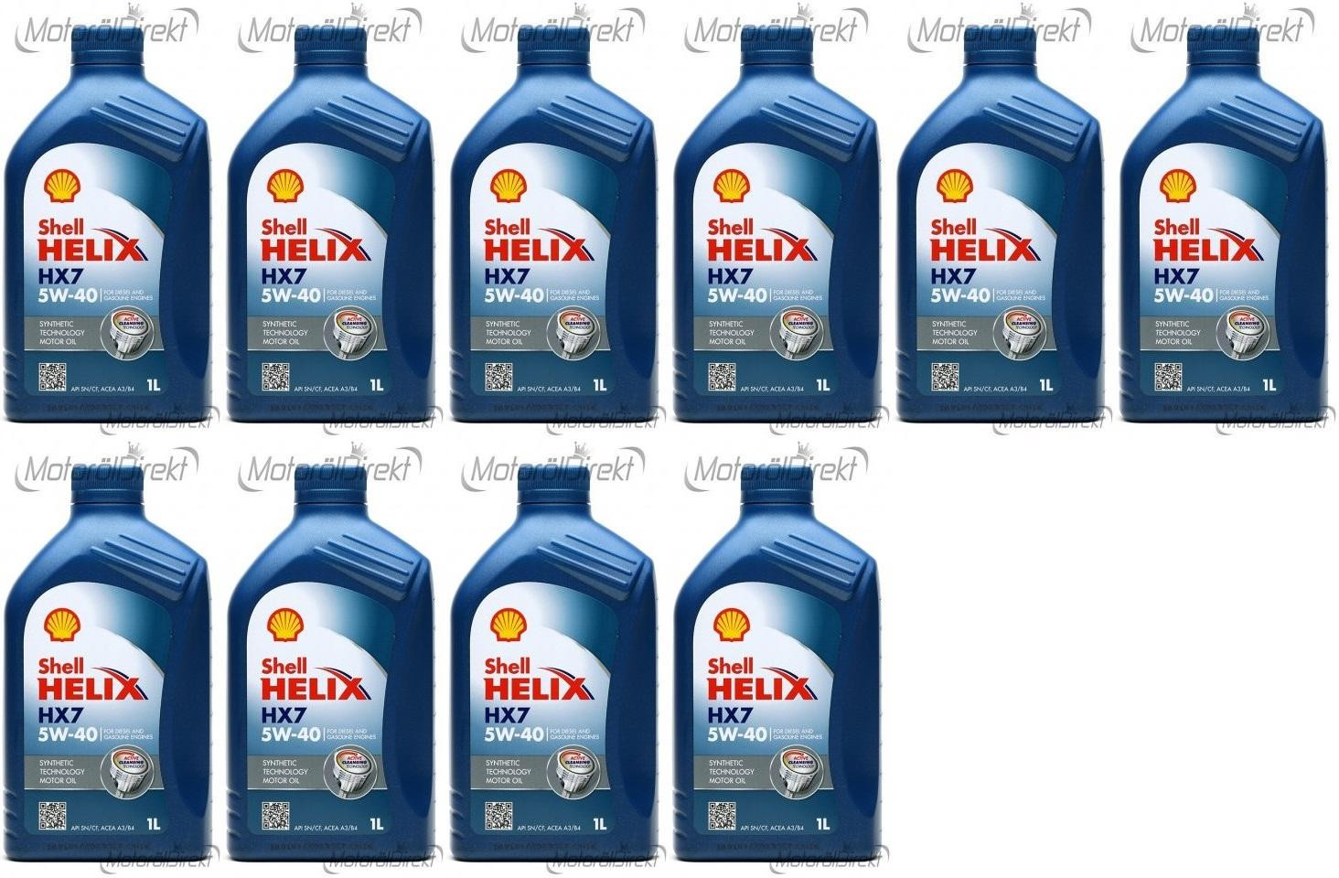 Shell Helix HX7 5W-40 Motoröl 10x 1l = 10 Liter