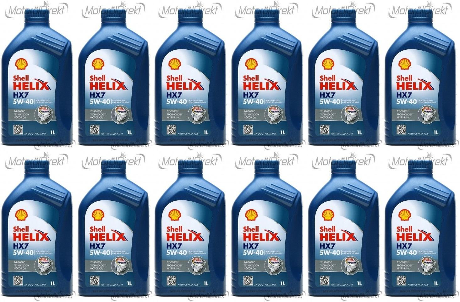 Shell Helix HX7 5W-40 Motoröl 12x 1l = 12 Liter