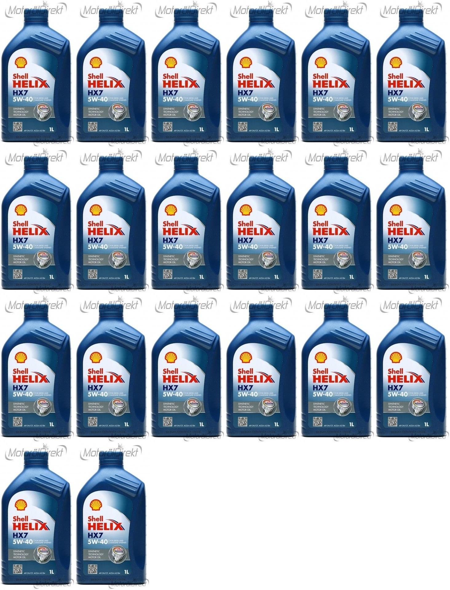 Shell Helix HX7 5W-40 Motoröl 20x 1l = 20 Liter