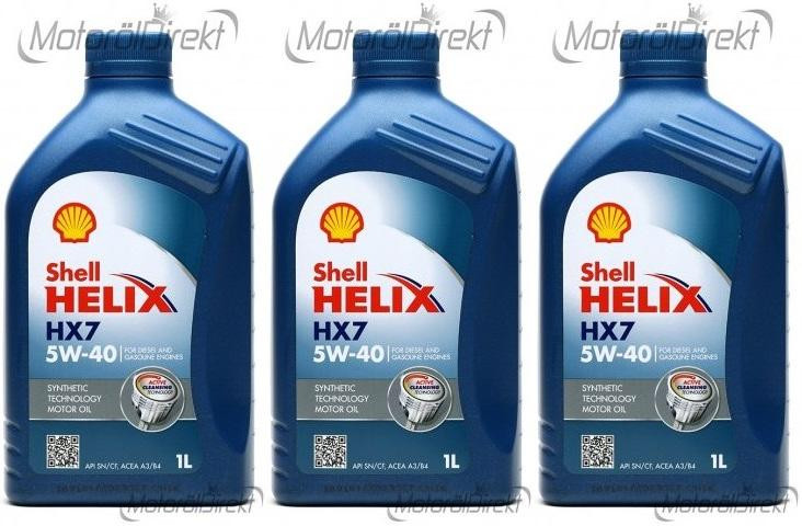 Shell Helix HX7 5W-40 Motoröl 3x 1l = 3 Liter