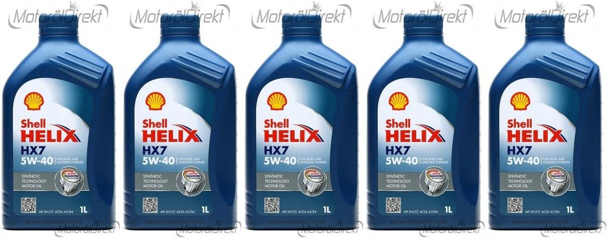 Shell Helix HX7 5W-40 Motoröl 5x 1l = 5 Liter