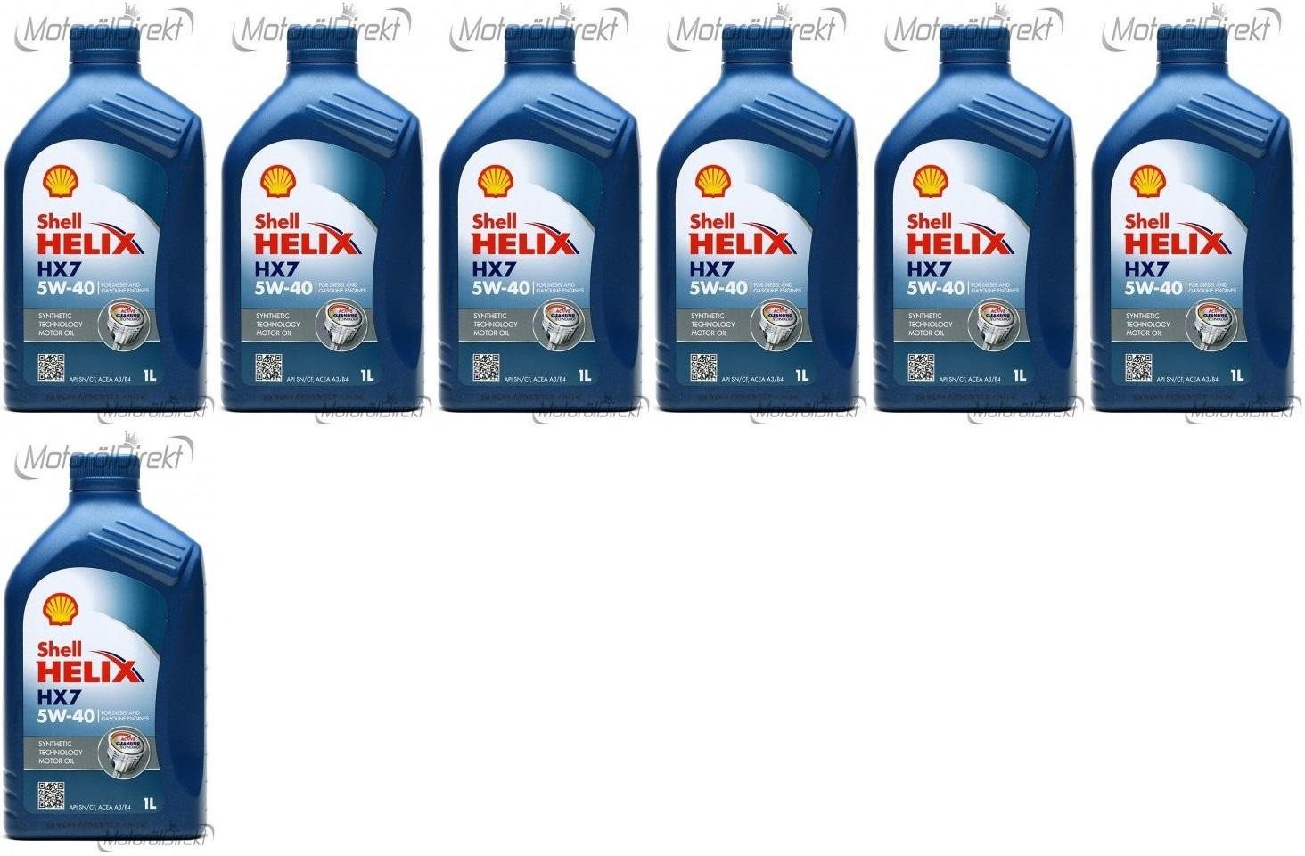 Shell Helix HX7 5W-40 Motoröl 7x 1l = 7 Liter