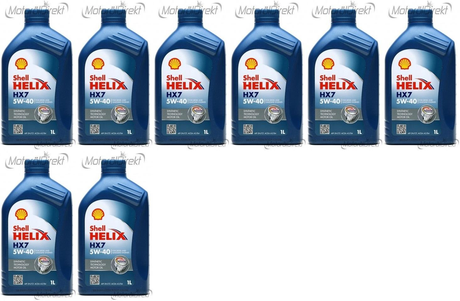 Shell Helix HX7 5W-40 Motoröl 8x 1l = 8 Liter