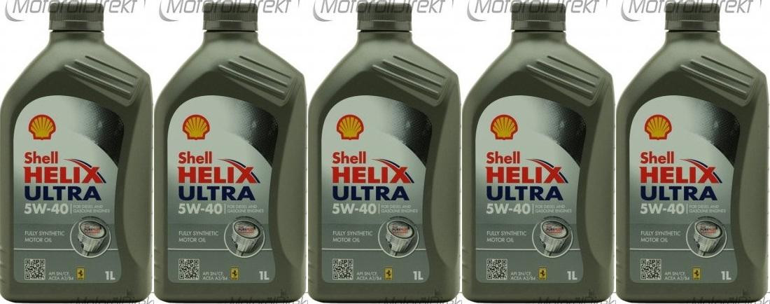 Shell Helix Ultra 5W-40 Motoröl 5x 1l = 5 Liter