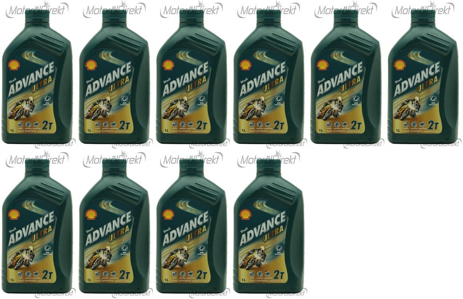 Shell Advance Ultra 2T vollsynthetisches Motorrad Motoröl 10x 1l = 10 Liter
