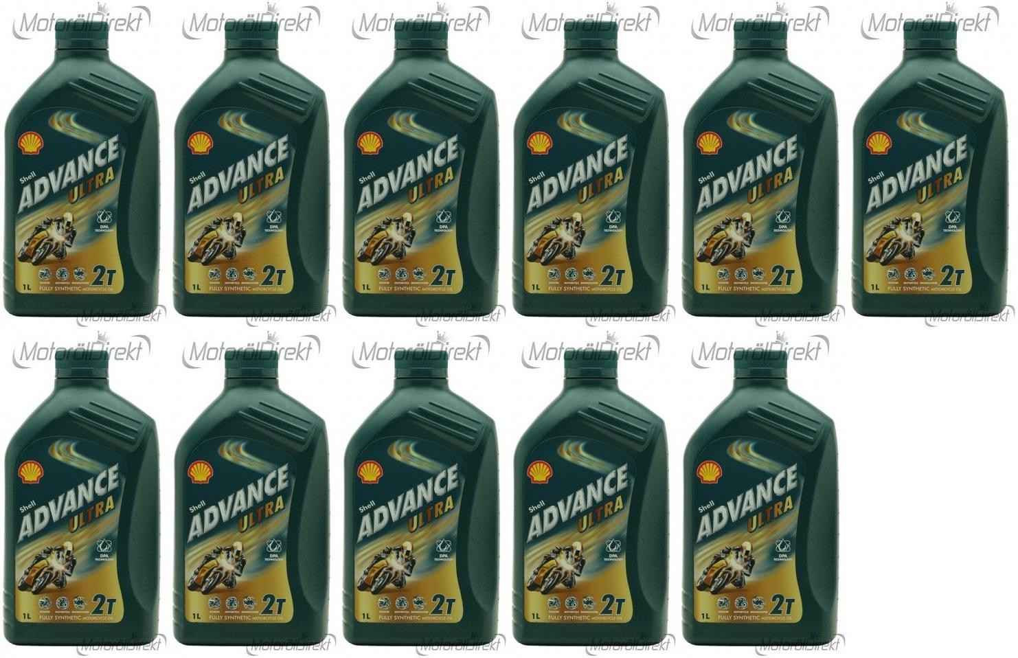 Shell Advance Ultra 2T vollsynthetisches Motorrad Motoröl 11x 1l = 11 Liter