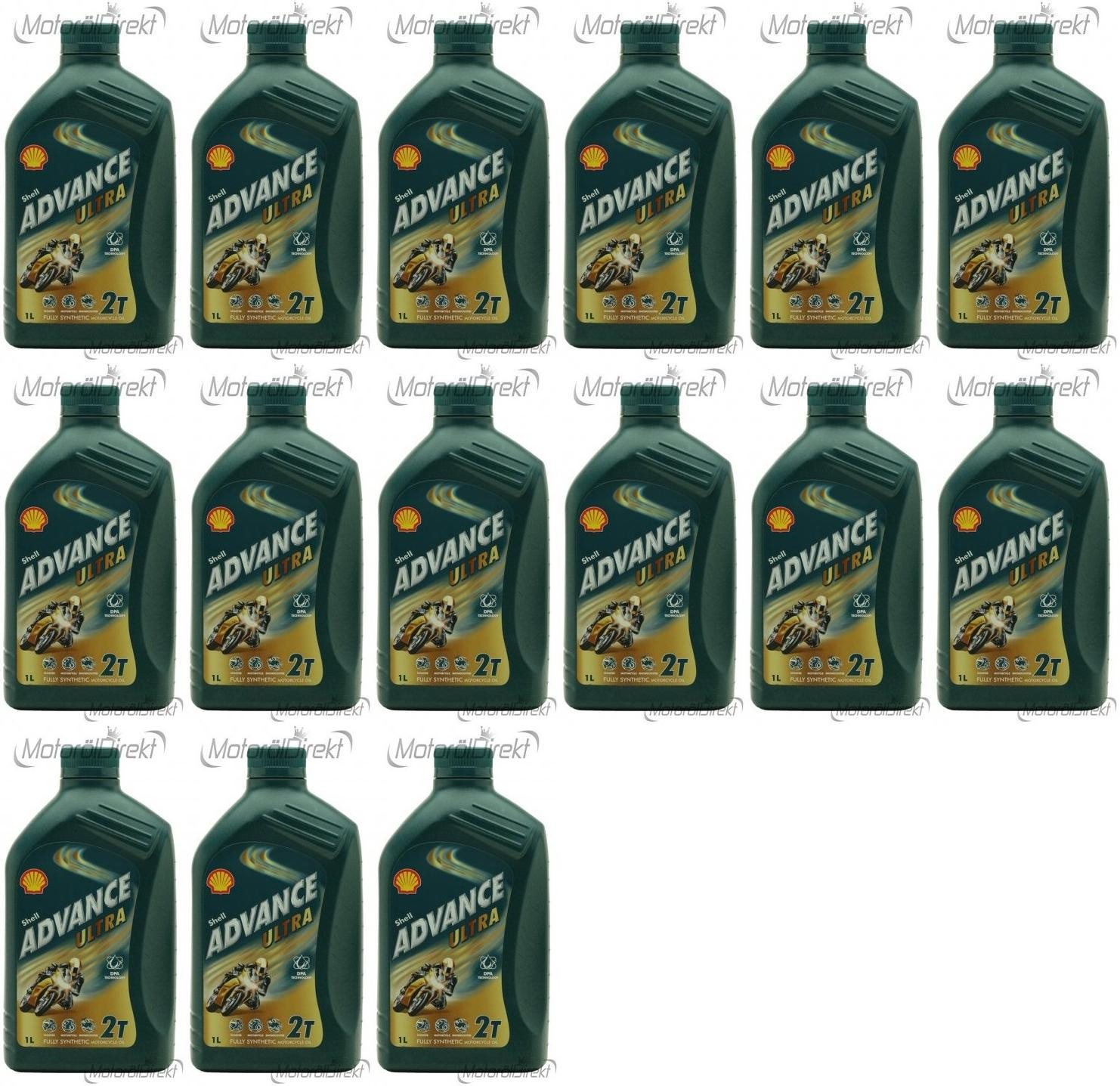 Shell Advance Ultra 2T vollsynthetisches Motorrad Motoröl 15x 1l = 15 Liter
