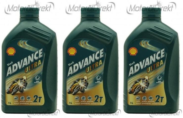 Shell Advance Ultra 2T vollsynthetisches Motorrad Motoröl 3x 1l = 3 Liter