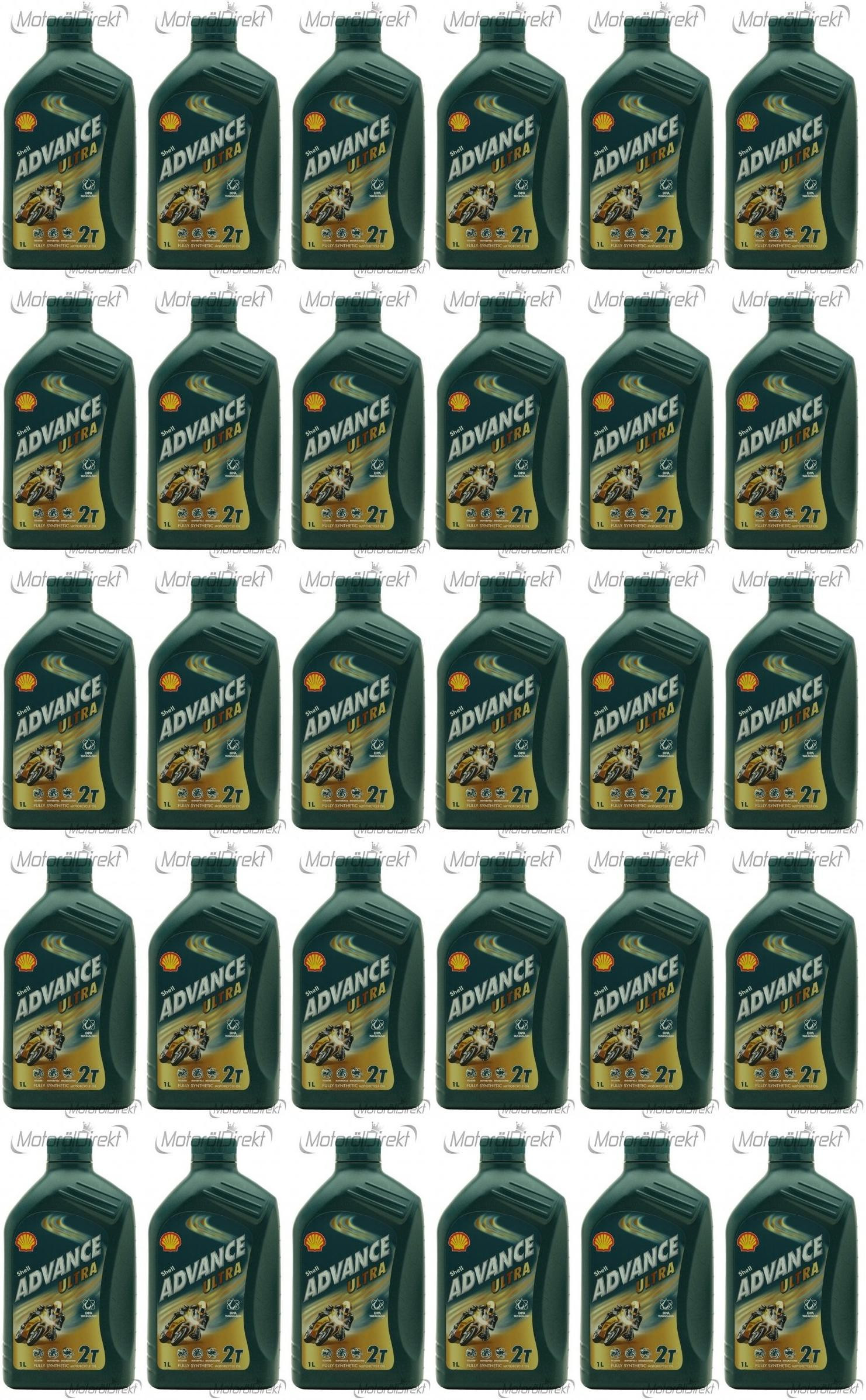 Shell Advance Ultra 2T vollsynthetisches Motorrad Motoröl 30x 1l = 30 Liter