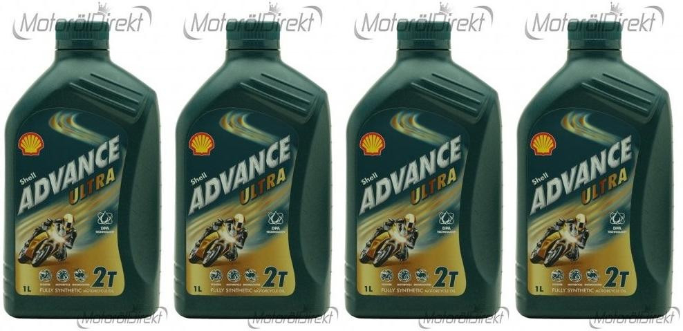 Shell Advance Ultra 2T vollsynthetisches Motorrad Motoröl 4x 1l = 4 Liter