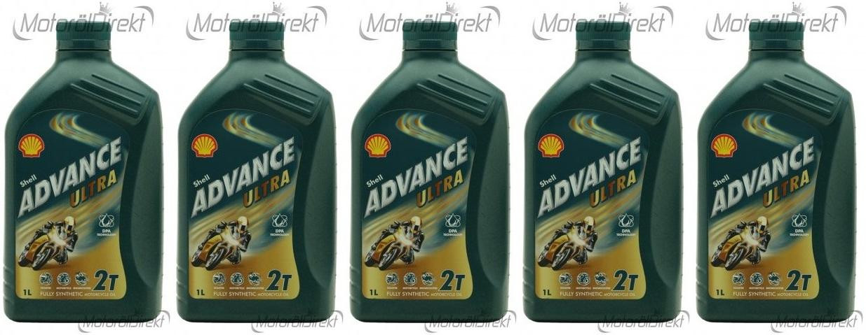 Shell Advance Ultra 2T vollsynthetisches Motorrad Motoröl 5x 1l = 5 Liter