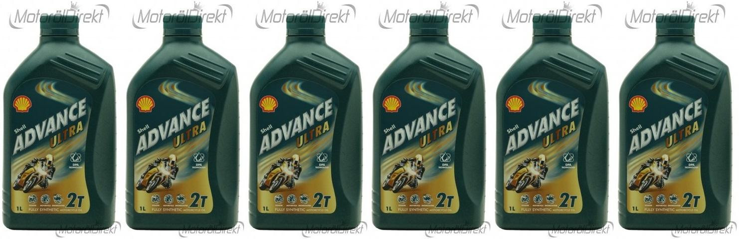 Shell Advance Ultra 2T vollsynthetisches Motorrad Motoröl 6x 1l = 6 Liter