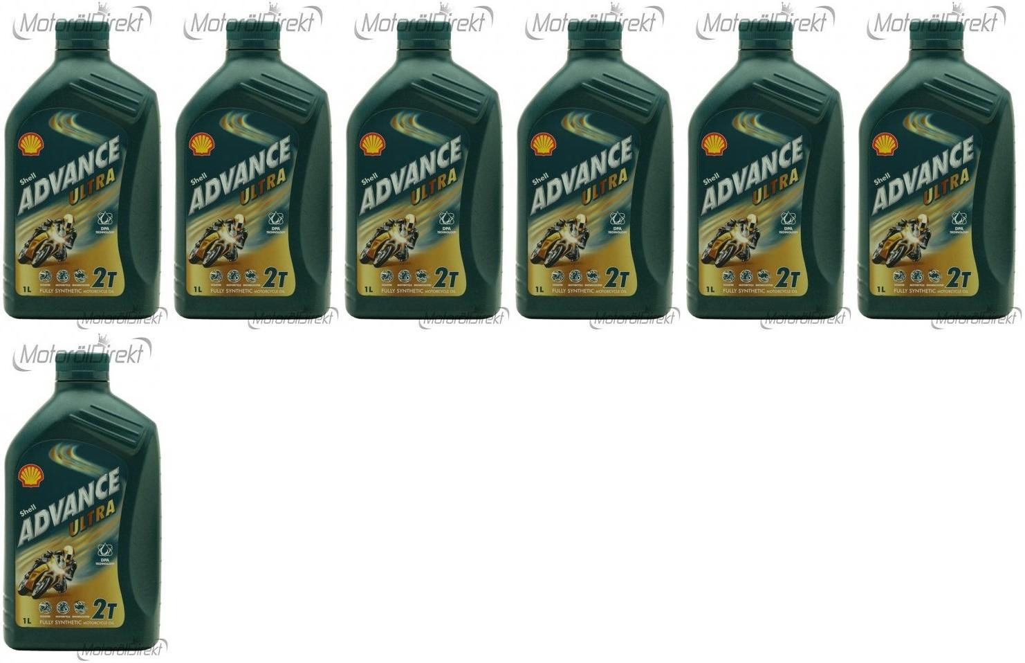 Shell Advance Ultra 2T vollsynthetisches Motorrad Motoröl 7x 1l = 7 Liter