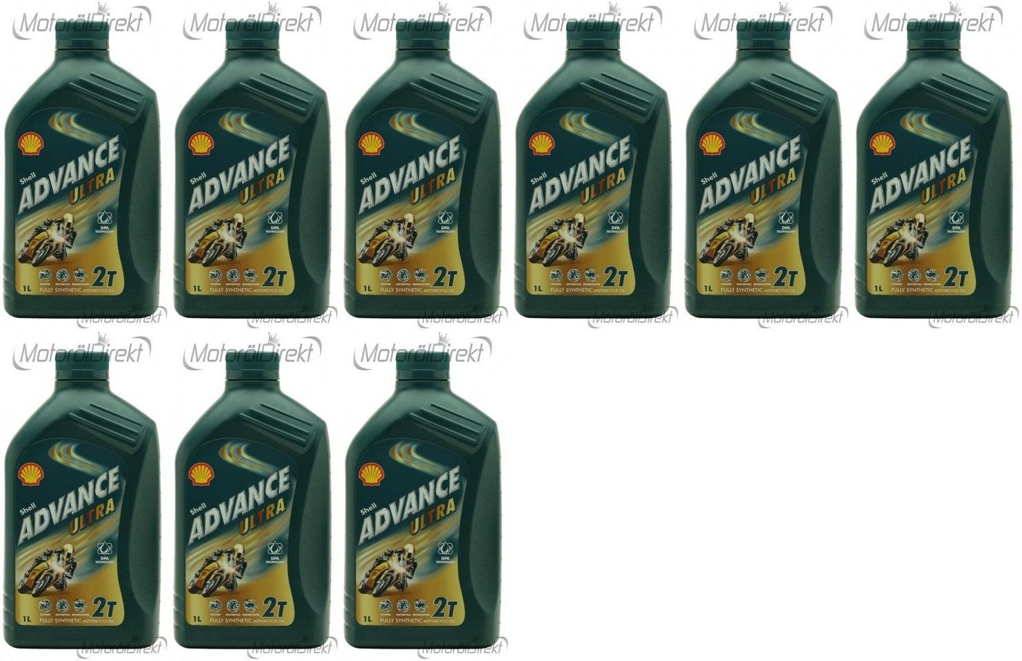 Shell Advance Ultra 2T vollsynthetisches Motorrad Motoröl 9x 1l = 9 Liter