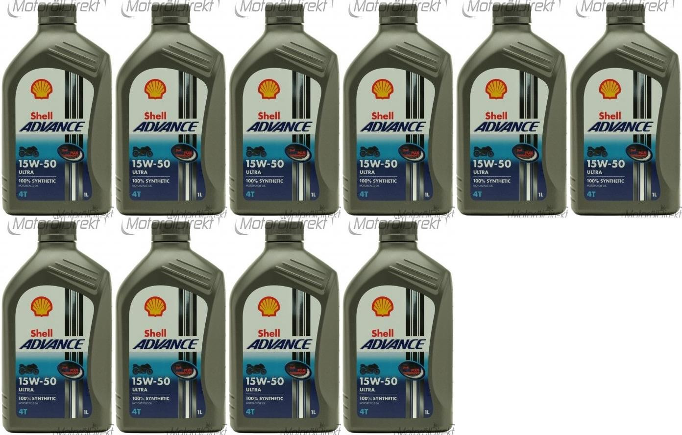 Shell Advance Ultra 4T 15W-50 Motorrad Motoröl 10x 1l = 10 Liter