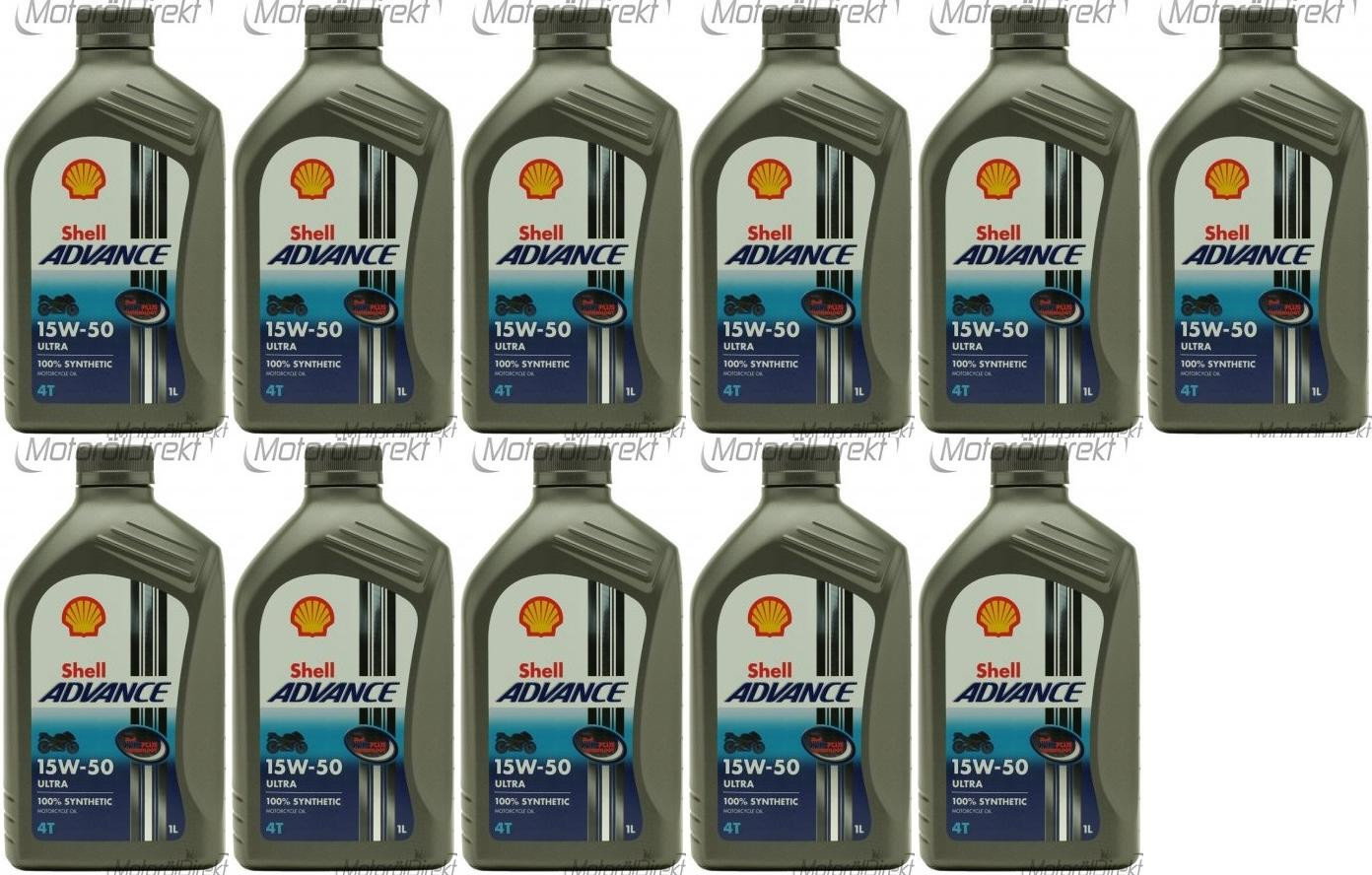 Shell Advance Ultra 4T 15W-50 Motorrad Motoröl 11x 1l = 11 Liter