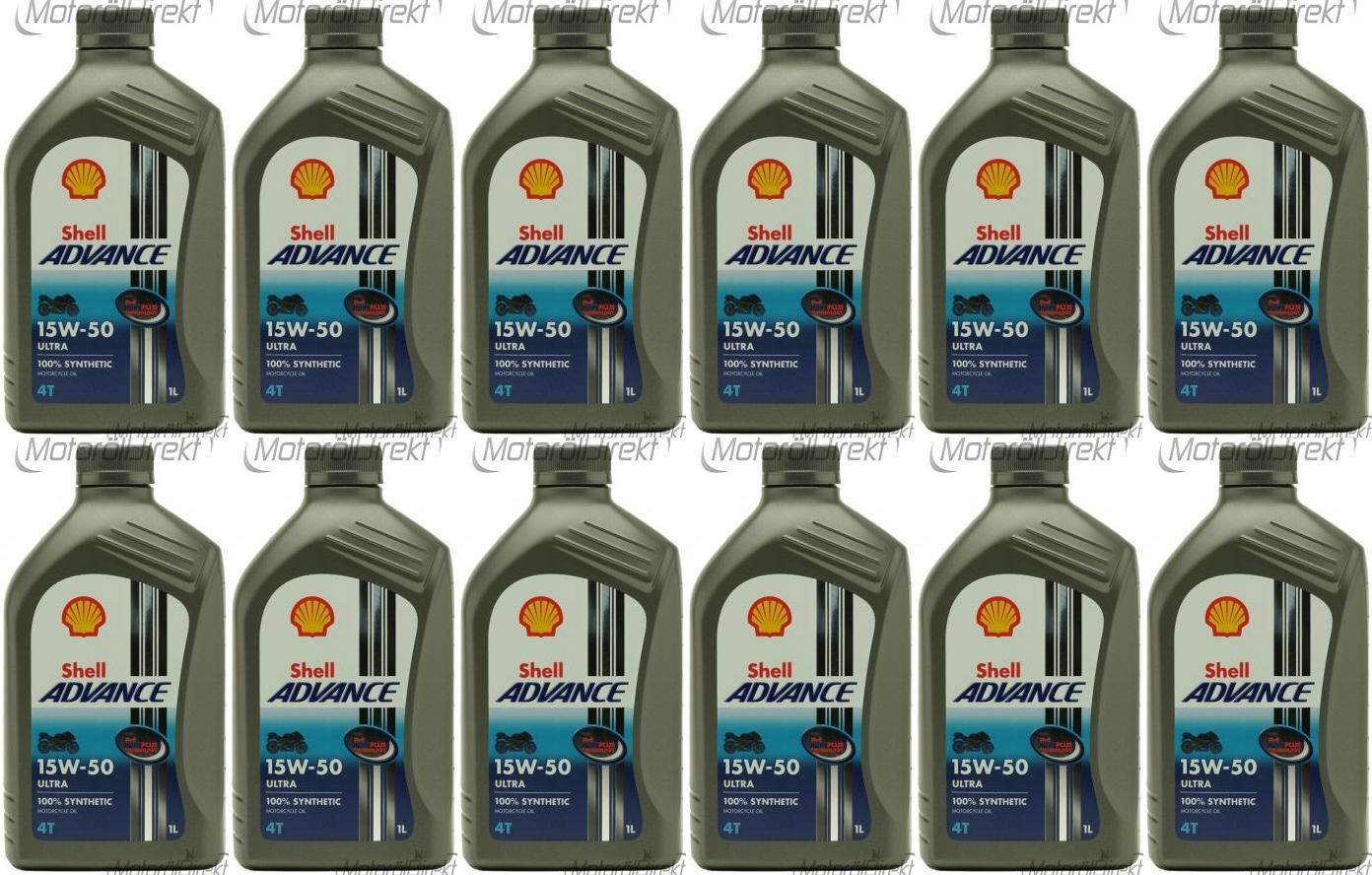 Shell Advance Ultra 4T 15W-50 Motorrad Motoröl 12x 1l = 12 Liter
