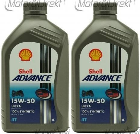 Shell Advance Ultra 4T 15W-50 Motorrad Motoröl 2x 1l = 2 Liter