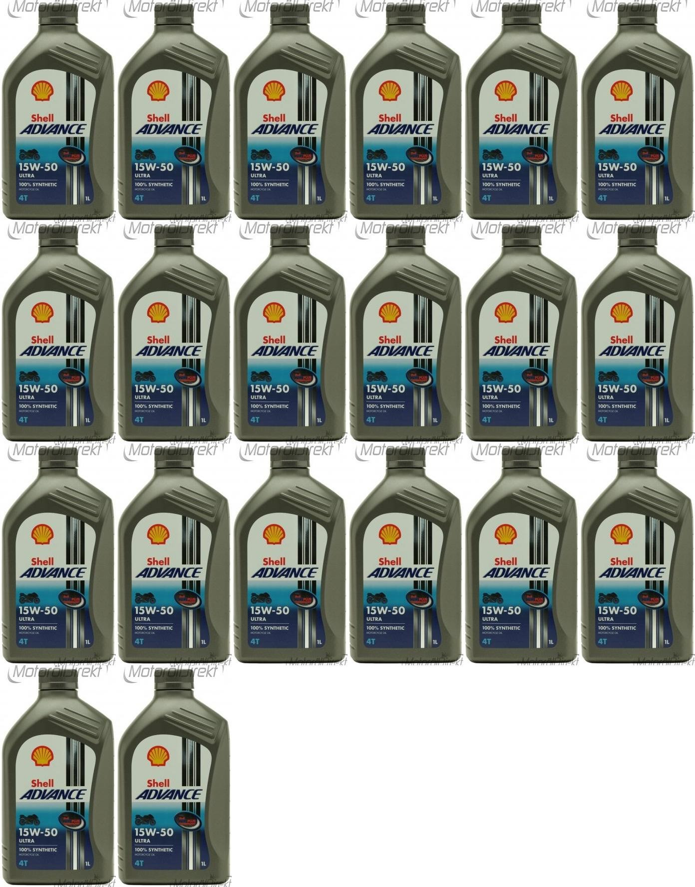 Shell Advance Ultra 4T 15W-50 Motorrad Motoröl 20x 1l = 20 Liter