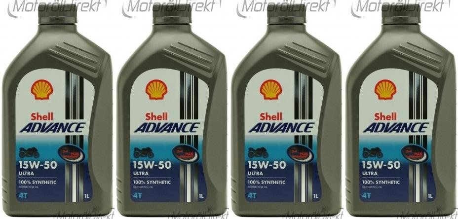 Shell Advance Ultra 4T 15W-50 Motorrad Motoröl 4x 1l = 4 Liter