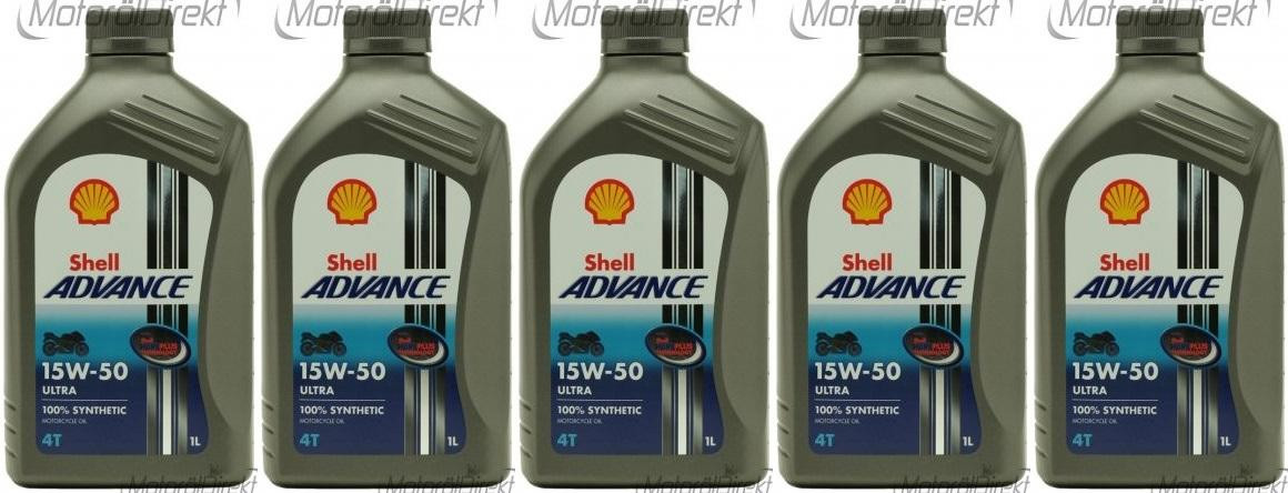 Shell Advance Ultra 4T 15W-50 Motorrad Motoröl 5x 1l = 5 Liter