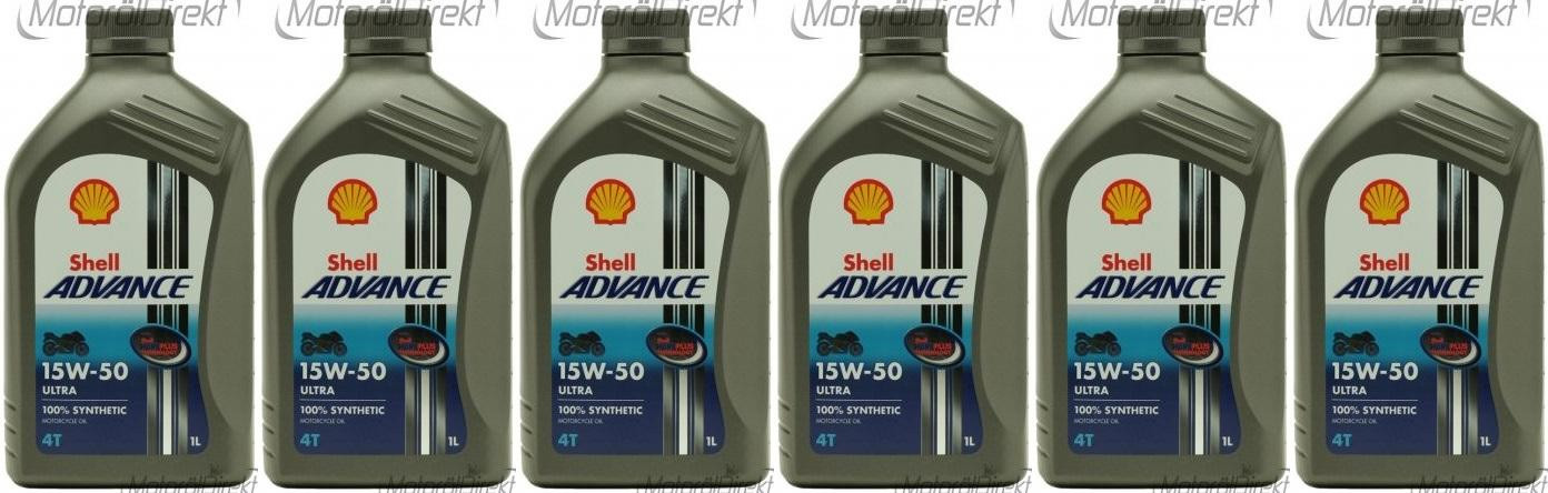 Shell Advance Ultra 4T 15W-50 Motorrad Motoröl 6x 1l = 6 Liter