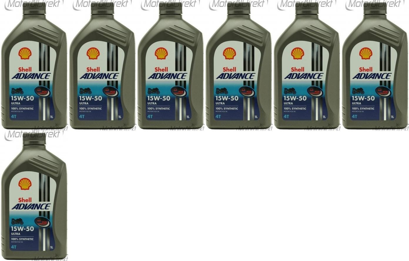 Shell Advance Ultra 4T 15W-50 Motorrad Motoröl 7x 1l = 7 Liter