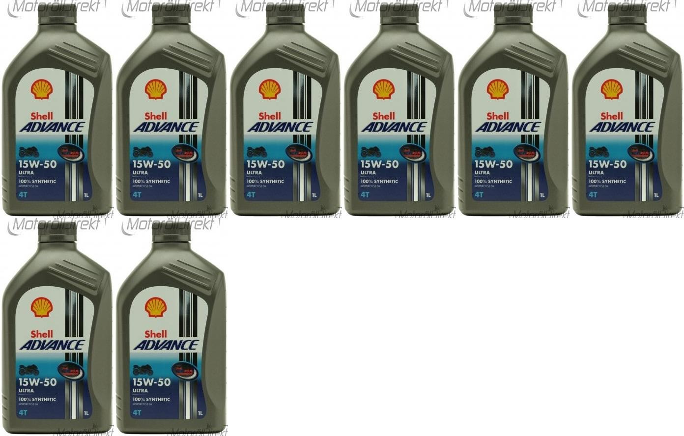 Shell Advance Ultra 4T 15W-50 Motorrad Motoröl 8x 1l = 8 Liter