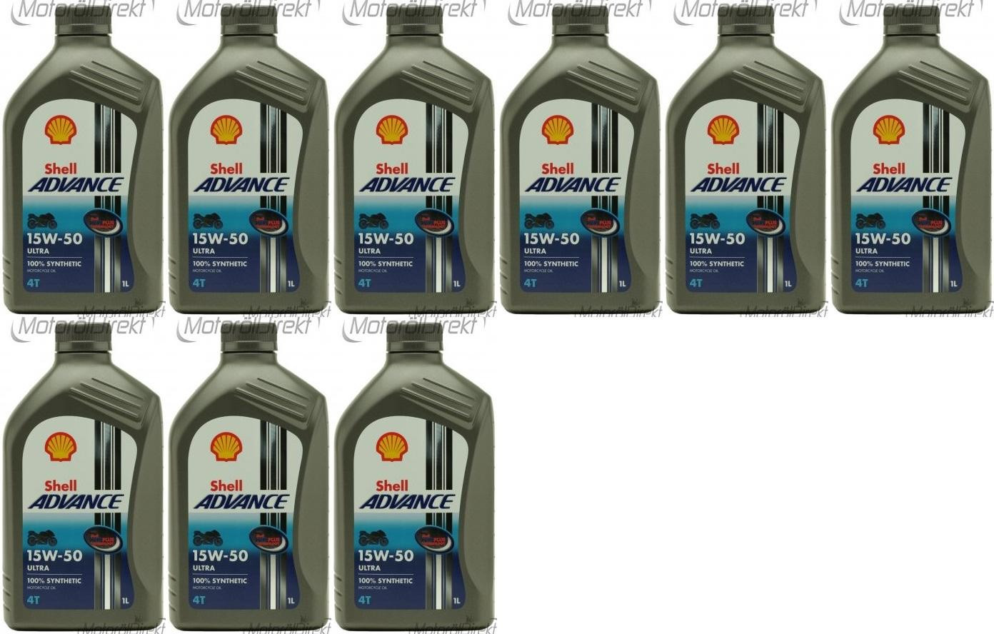 Shell Advance Ultra 4T 15W-50 Motorrad Motoröl 9x 1l = 9 Liter