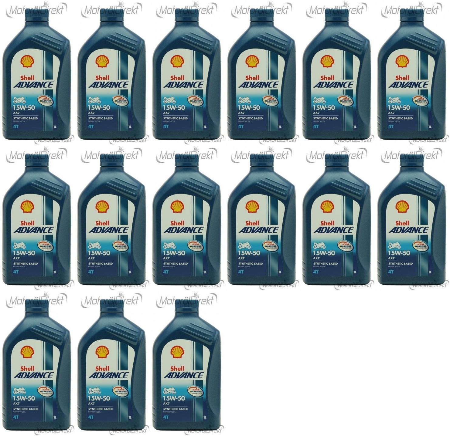 Shell Advance AX7 4T 15W-50 Motorrad Motoröl 15x 1l = 15 Liter