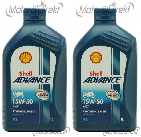 Shell Advance AX7 4T 15W-50 Motorrad Motoröl 2x 1l = 2 Liter