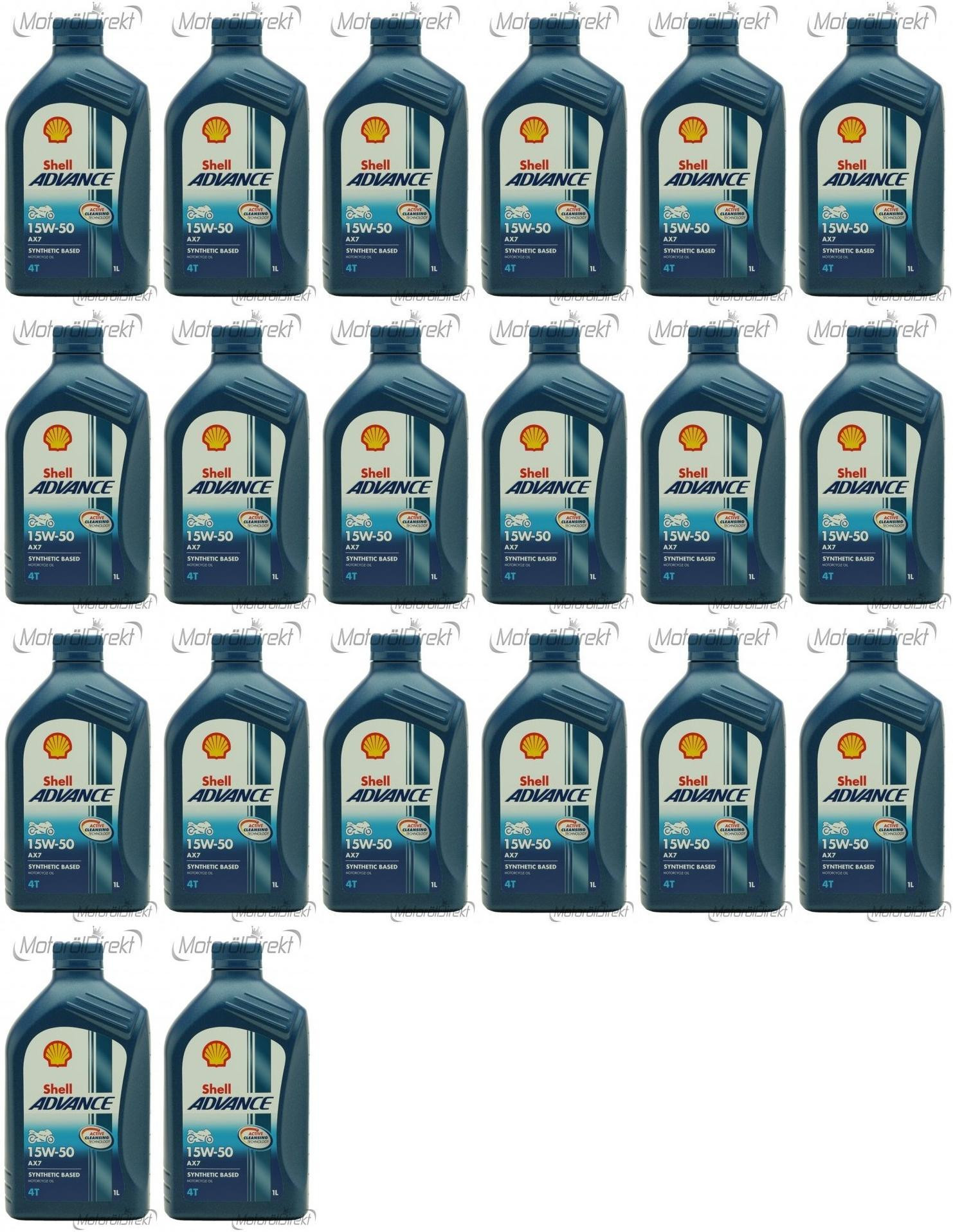 Shell Advance AX7 4T 15W-50 Motorrad Motoröl 20x 1l = 20 Liter